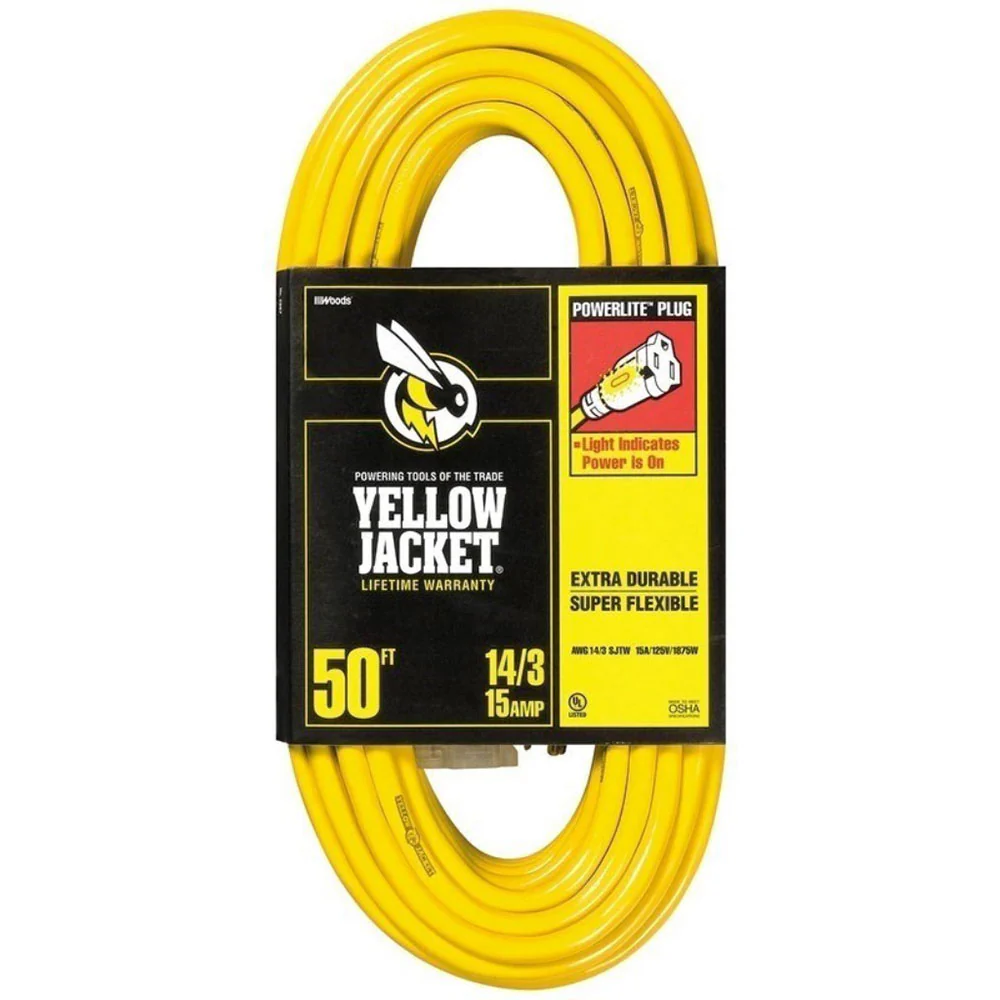 Yellow Jacket 2887 UL Listed 14/3 13 Amp Premium SJTW 50' (15.25M) Extension Cord with Grounded - Mactool Shop