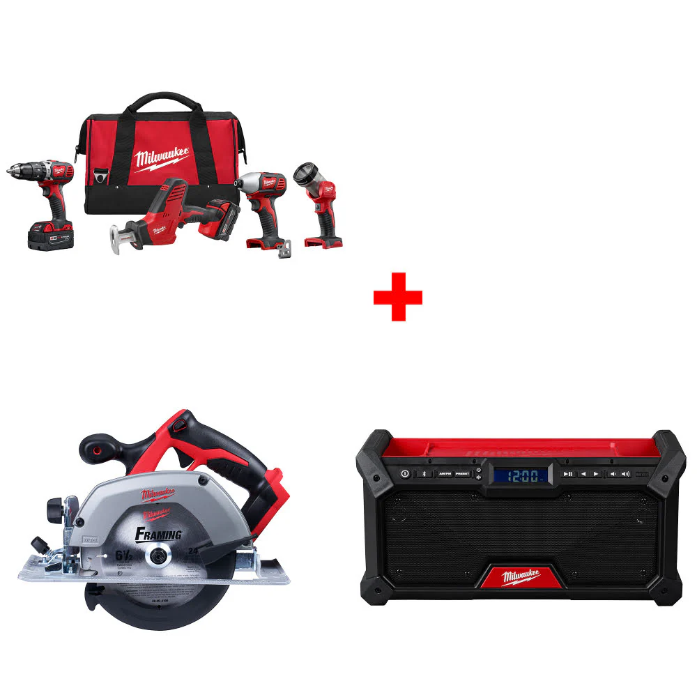 Milwaukee 2695-24 M18 4-Tool Combo Kit W/ FREE 2630-20 M18 Circ Saw & Radio - Mactool Shop