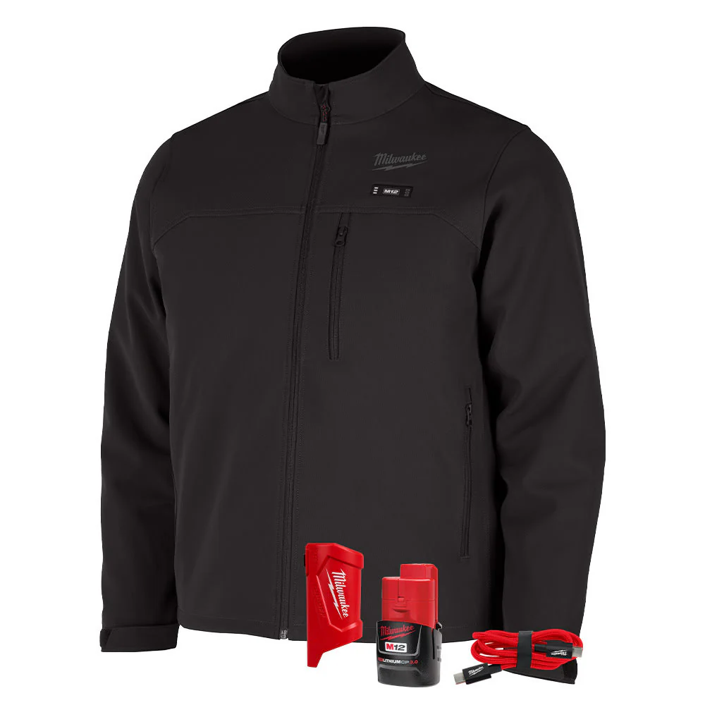 Milwaukee M100B-21 M12 Heated Black Toughshell Jacket with (1) 3.0 Ah Battery and Charger - Mactool Shop