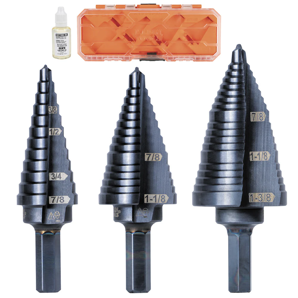 Klein KTSBSPRO Premium Electrician's 3/8-Inch Hex Step Bit Set, 3 Piece - Mactool Shop