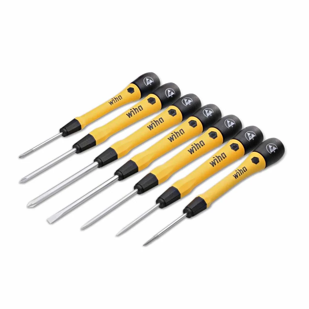 Wiha 27392 7 Piece ESD Safe Precision Slotted and Phillps Screwdriver Set - Mactool Shop