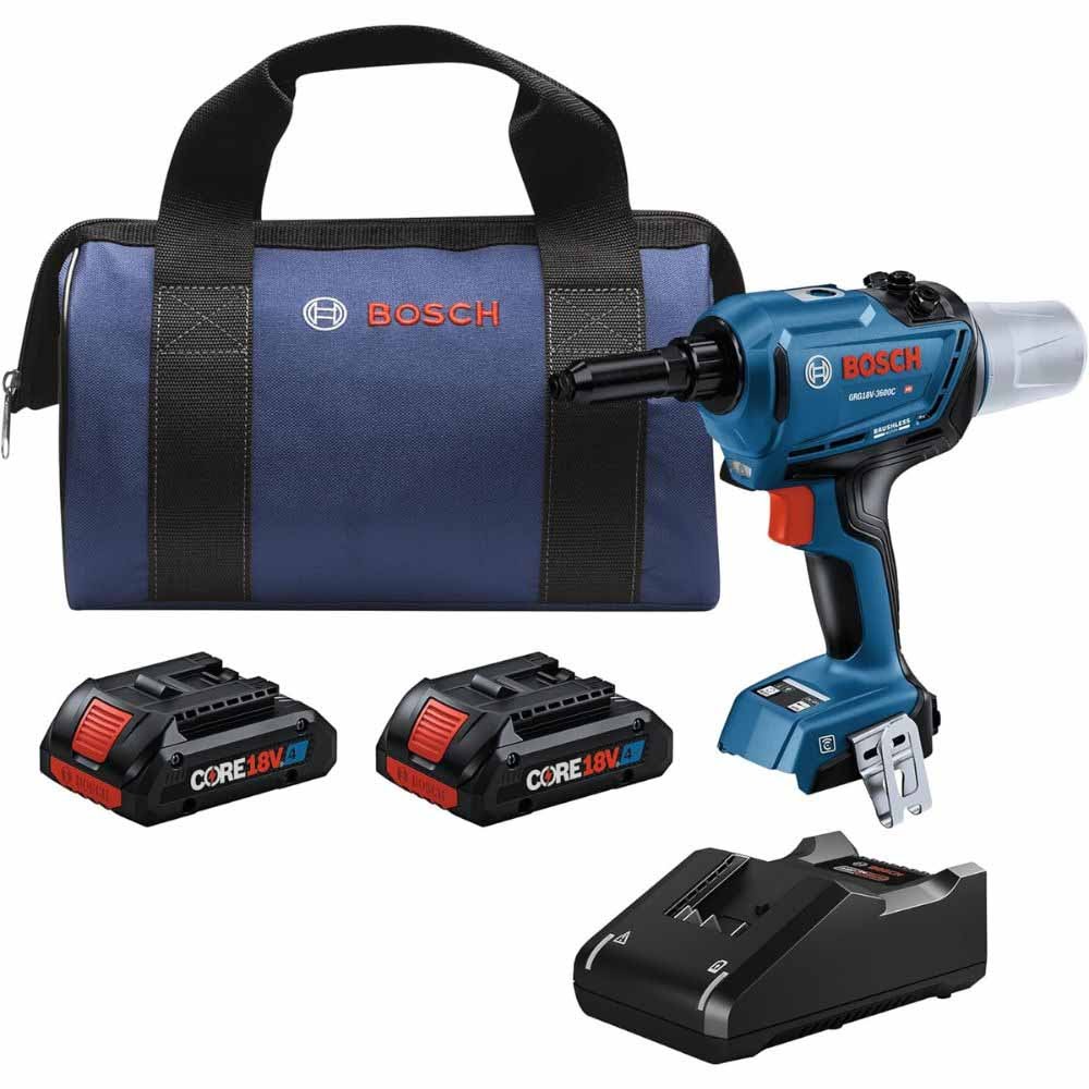Bosch GRG18V-3600CB24 18V Brushless Rivet Gun w/ (2) CORE18V 4 Ah Advanced Power Battery - Mactool Shop