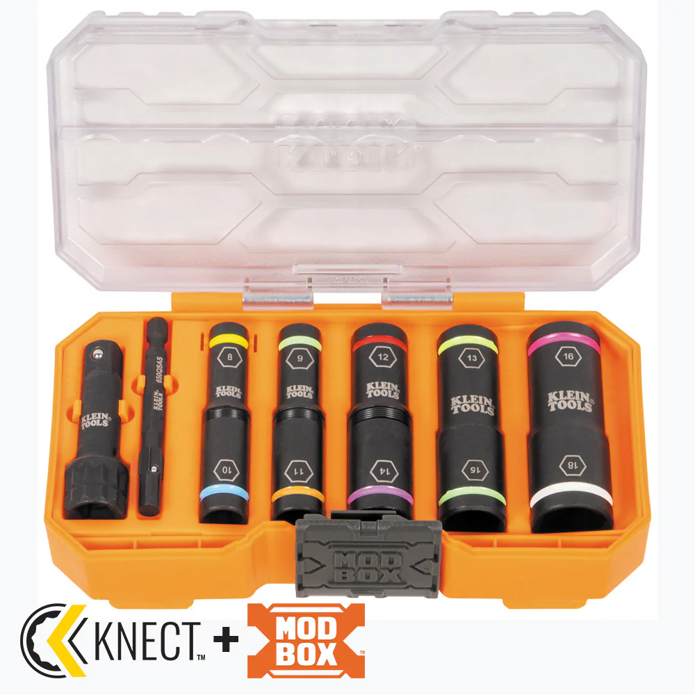Klein 65619 KNECTFlip-10 Heavy Duty Flip Impact Socket Set, Metric, 8-Piece - Mactool Shop