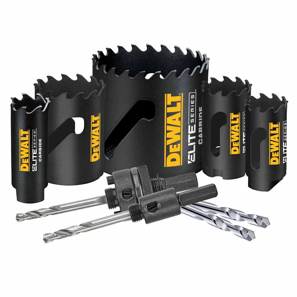 DeWalt DAH39CTSET Elite Series Metal Cutting Carbide Hole Saw Kit 9PC - Mactool Shop