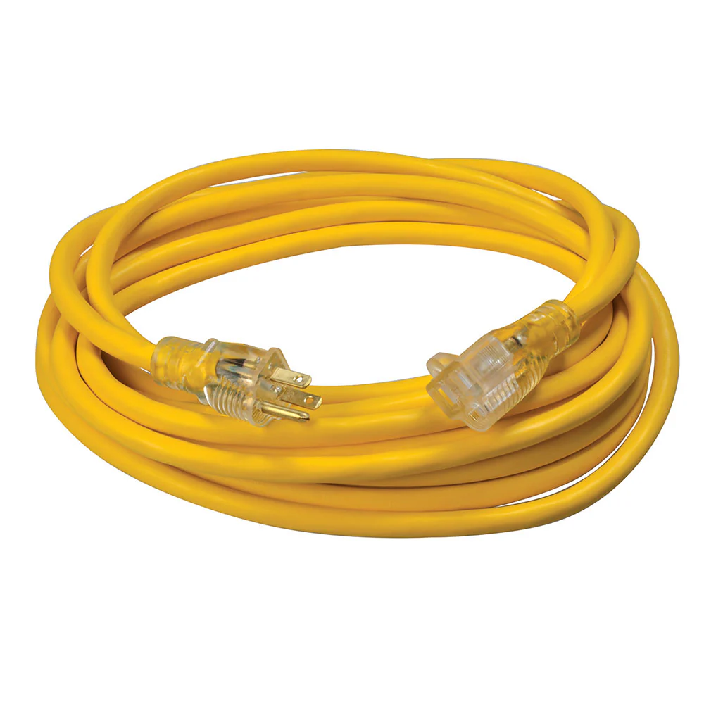 Southwire 2587SW8802 12/3 25' SJTW Yellow Extension Cord with Lighted End - Mactool Shop