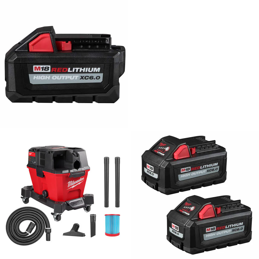Milwaukee 48-11-1865 M18 Battery Pack W/ 0910-20 M18 Vacuum & FREE Battery-2Pk - Mactool Shop