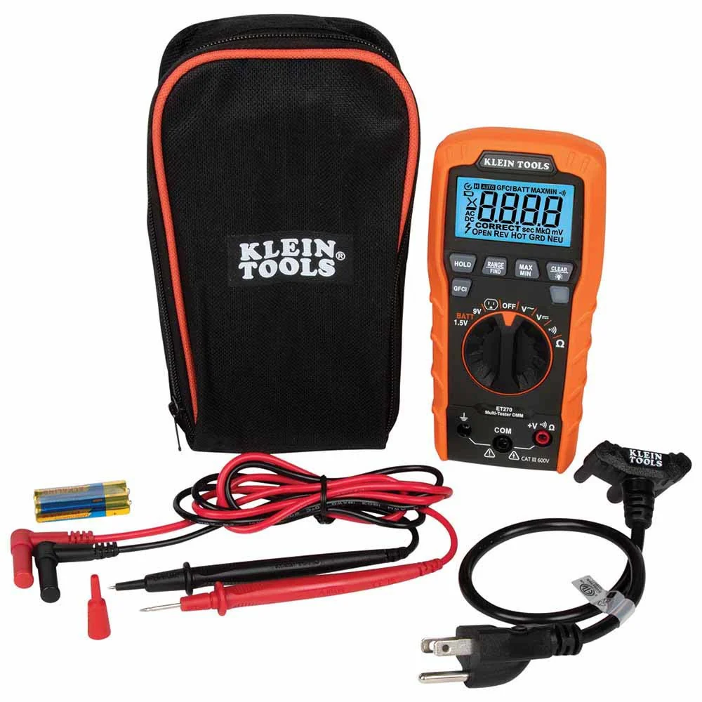 Klein Tools ET270 Digital Multi-Tester DMM with Receptacle Tester - Mactool Shop