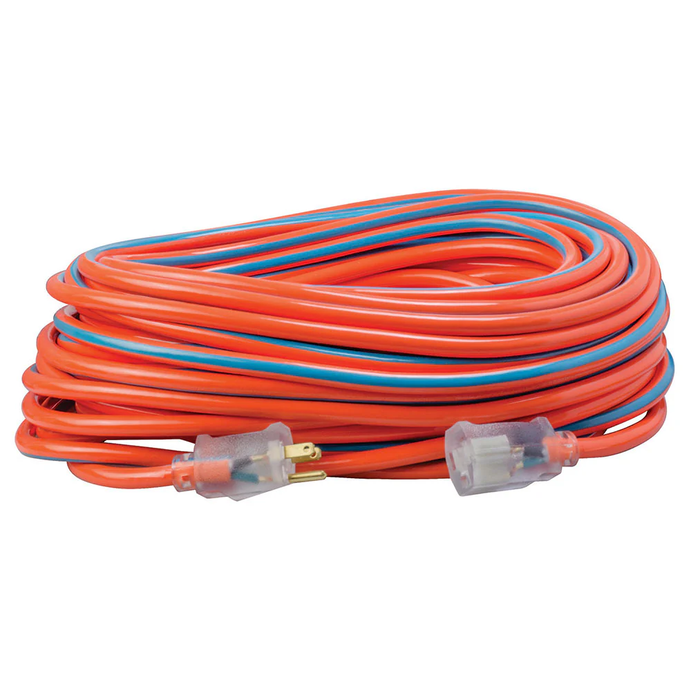 Southwire 2549SW003V 12/3 100' SJTW Orange/Blue Extension Cord with Lighted End - Mactool Shop
