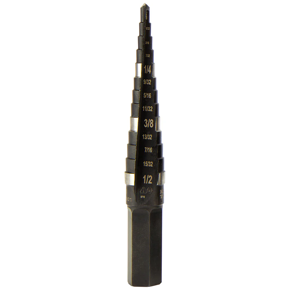 Klein KTSB01 Step Drill Bit Double-Fluted #1, 1/8 to 1/2