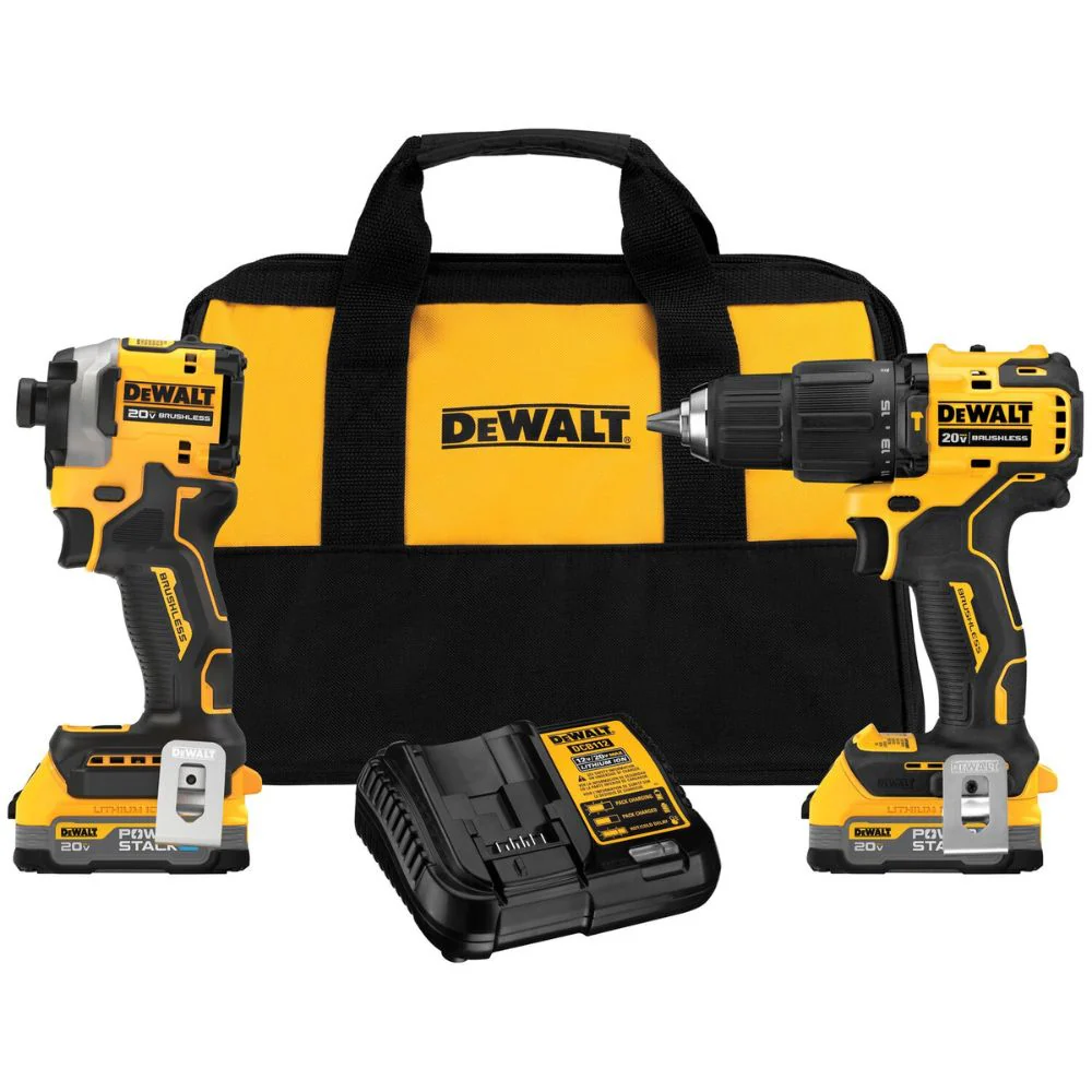 DEWALT DCK254E2 ATOMIC™ 20V MAX* Brushless Hammer Drill and Impact Driver Combo Kit with DEWALT POWERSTACK™ Compact Batteries - Mactool Shop