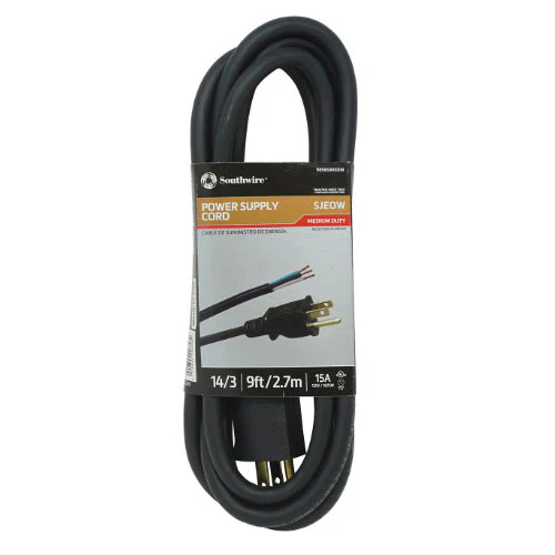 Southwire 9858SW0008 14/3 9' SJEOW Power Supply Cord with NEMA 5-15 Plug - Mactool Shop