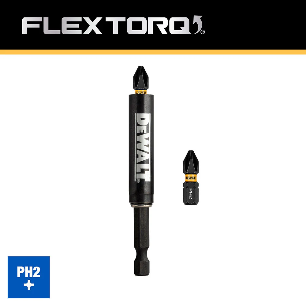DeWalt DWAFIRDG PH2 FLEXTORQ 1/4 x 1in Impact Driver Bits w/ Drive Guide, 2-Pack - Mactool Shop
