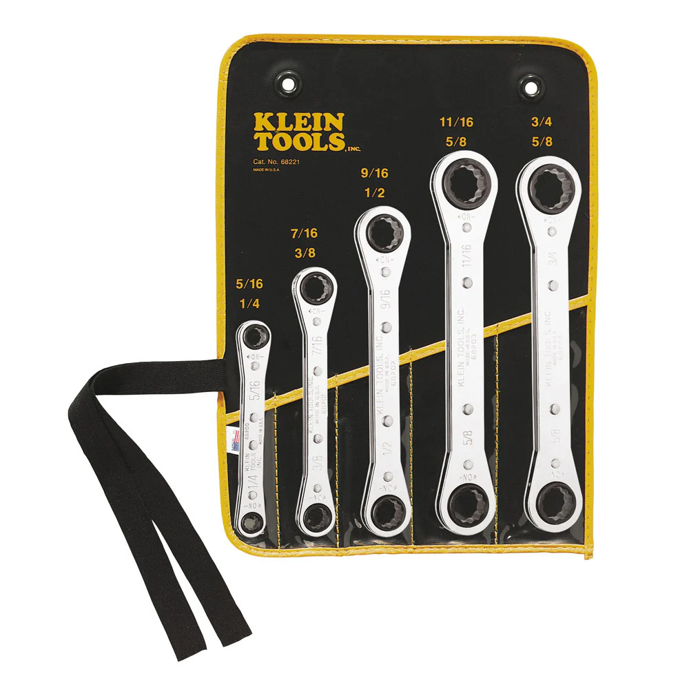 Klein Tools 68221 Ratcheting Box Wrench Set, 5-Piece - Mactool Shop