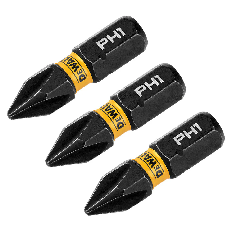 DeWalt DWAF1PH1IR3 PH1 FLEXTORQ 1/4 x 1in Impact Driver Bits, 3-Pack - Mactool Shop