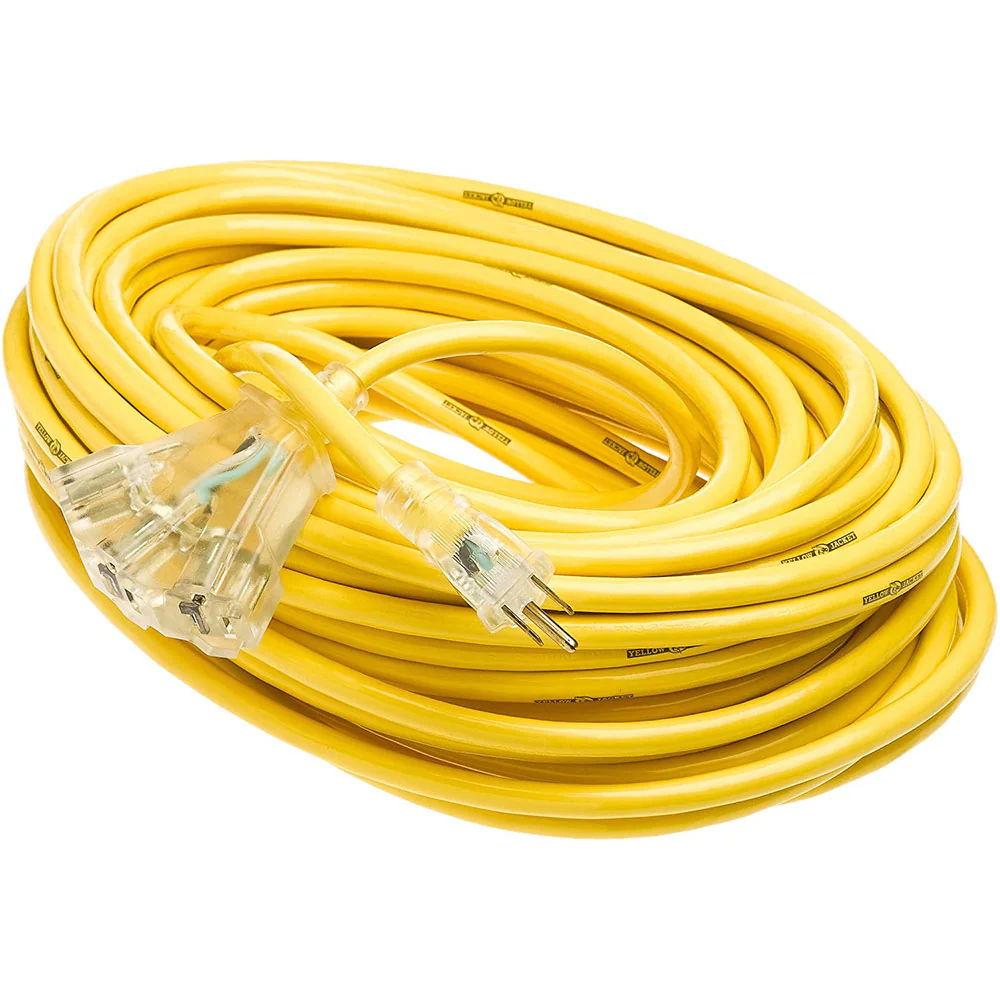 Yellow Jacket 2820 SJTW Extension Cord with 3-Outlet Lighted Power Block, 3 12 Awg Bare Conduct - Mactool Shop