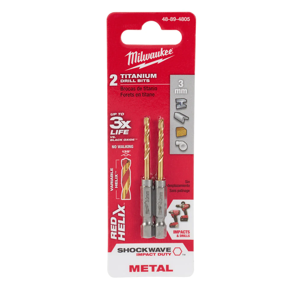 Milwaukee 48-89-4805 3mm Metric Titanium SHOCKWAVE™ Red Helix Bit - Mactool Shop