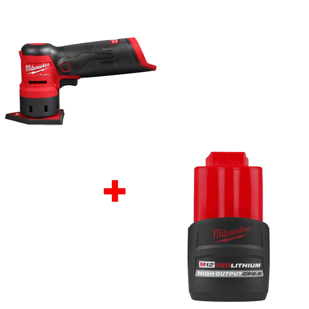 Milwaukee 2531-20 M12 FUEL Orbital Sander w/ FREE 48-11-2425 M12 Battery Pack - Mactool Shop