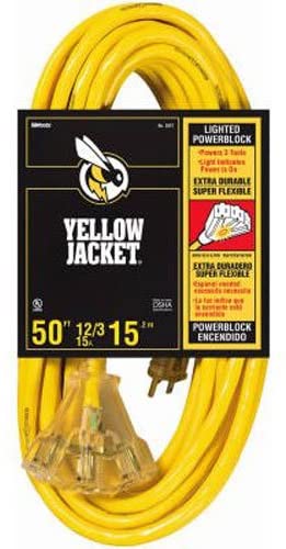 Yellow Jacket 2827 12/3 15-Amp SJTW Contractor Extension, Heavy Duty, Multi Outlets, Weather Re - Mactool Shop