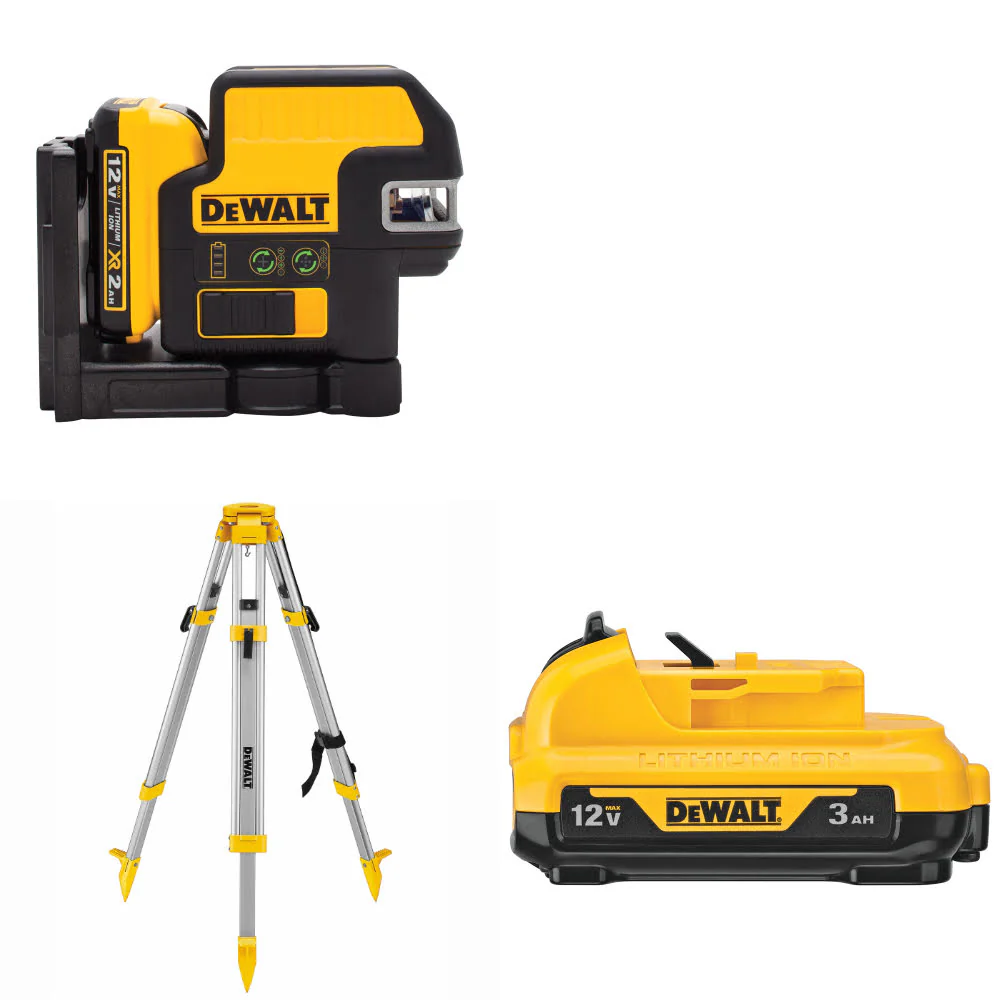 DeWalt DW0825LG 12V 5 Spot Green Laser W/ FREE DW0737 Laser Tripod & 12V Battery - Mactool Shop