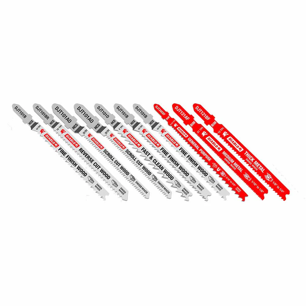 Diablo DJT10S 10 pc T-Shank Jig Saw Blade Set for Wood & Metal (10-Piece) - Mactool Shop