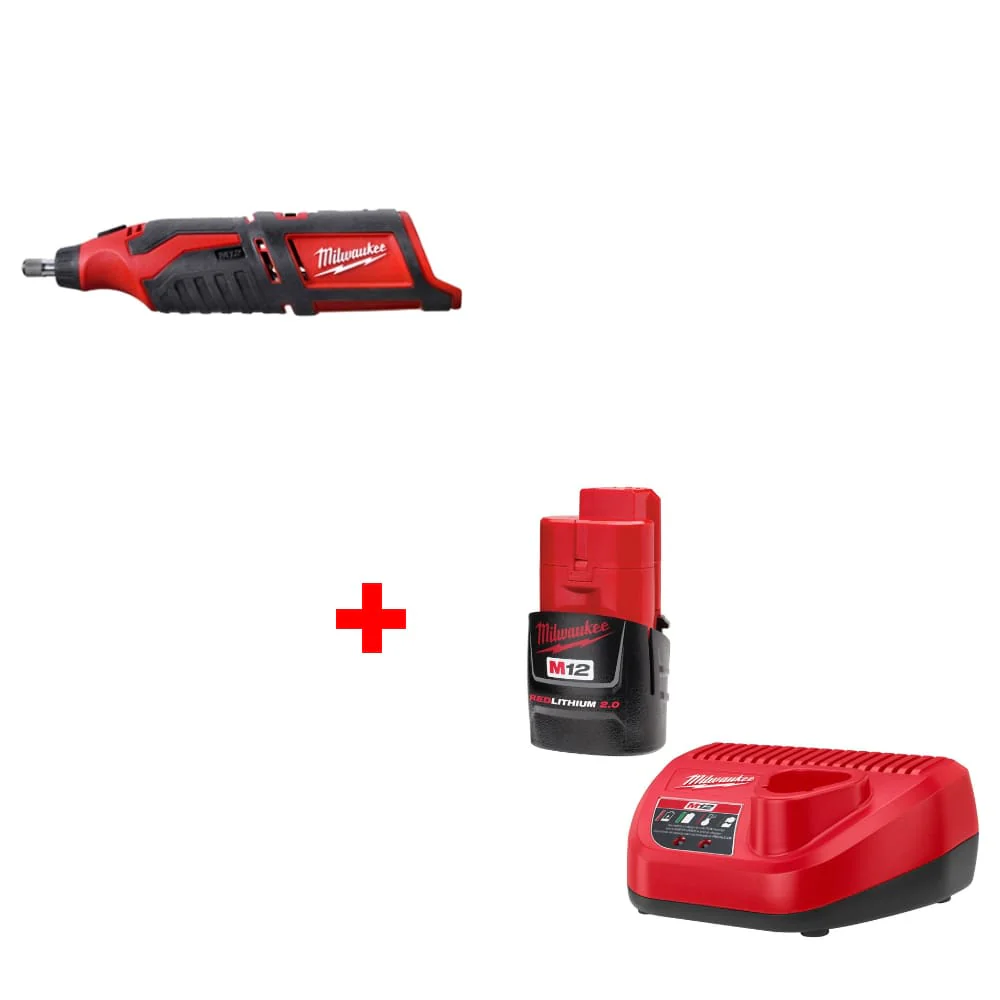Milwaukee 2460-20 M12™ Rotary Tool, Bare w/ FREE 48-59-2420 M12 2.0 Starter Kit - Mactool Shop