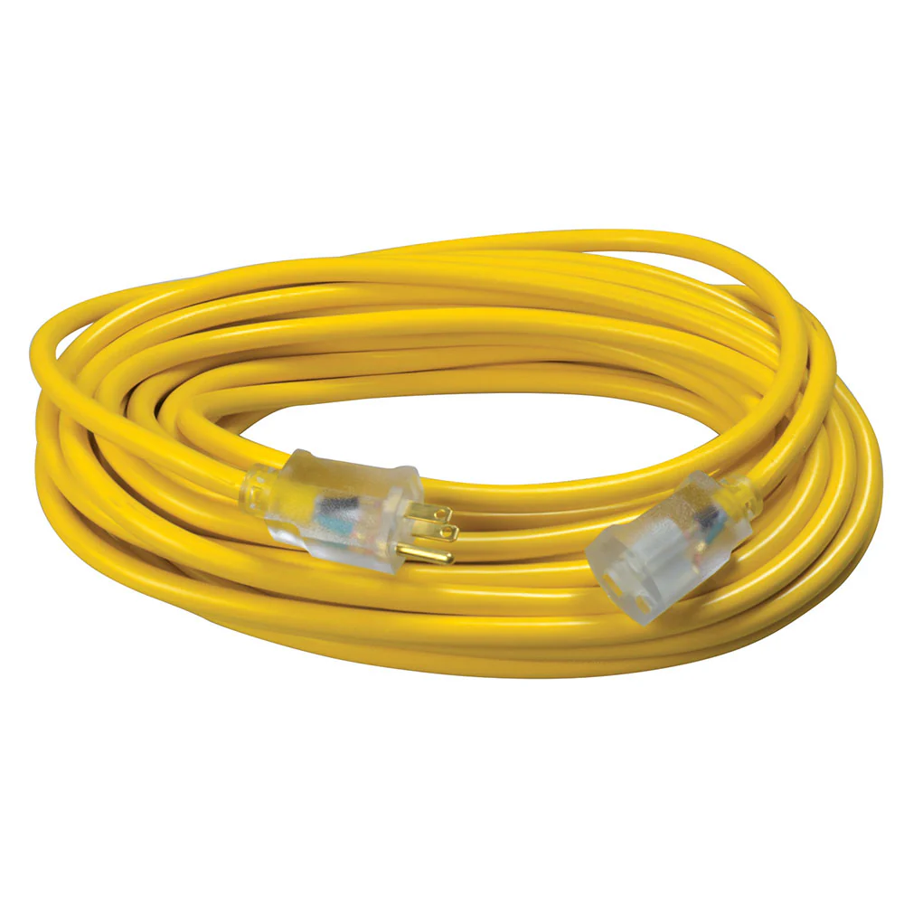 Southwire 2588SW0002 12/3 50' SJTW Yellow Extension Cord with Lighted End - Mactool Shop