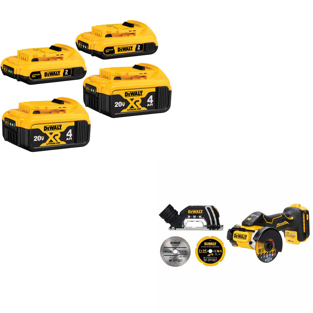 DeWalt DCB324-4 20V MAX Battery 4-Pack W/ FREE DCS438B 20V MAX XR Cut-Off Tool - Mactool Shop