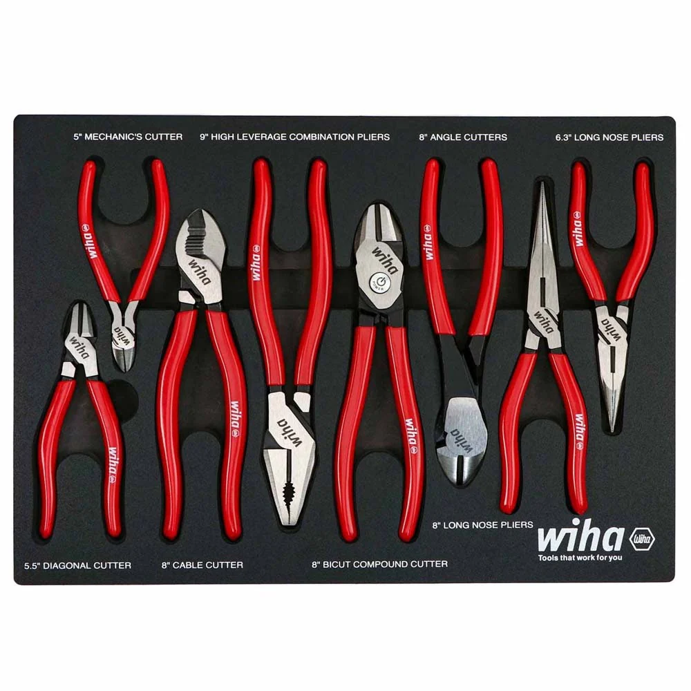 Wiha 34682 8 Piece Classic Grip Pliers and Cutters Tray Set - Mactool Shop