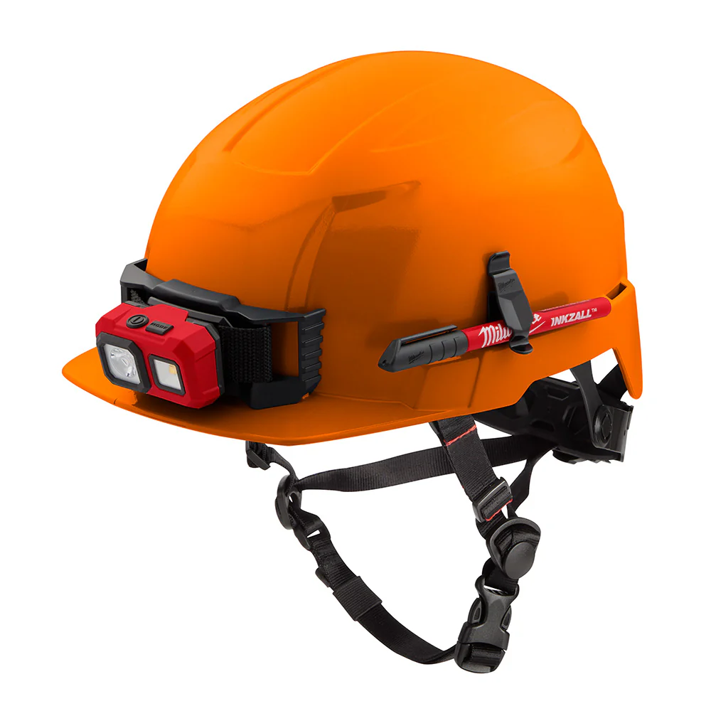 Milwaukee 48-73-1333 BOLT Orange Front Brim Safety Helmet (USA) - Type 2, Class E, Non-Vented - Mactool Shop