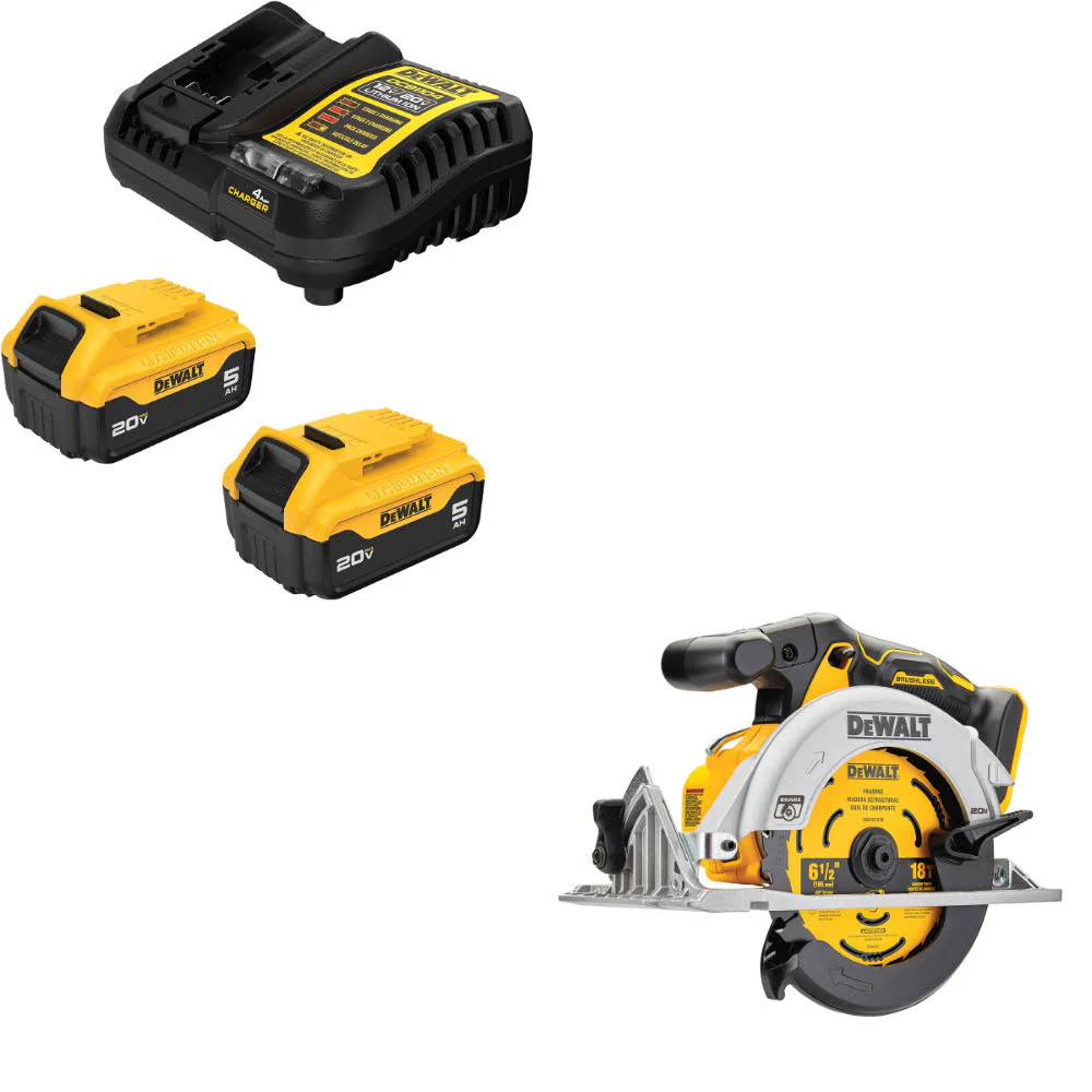 DeWalt DCB205-2C 20V MAX XR 5Ah Starter Kit W/ FREE DCS565B 20V MAX Circ Saw - Mactool Shop