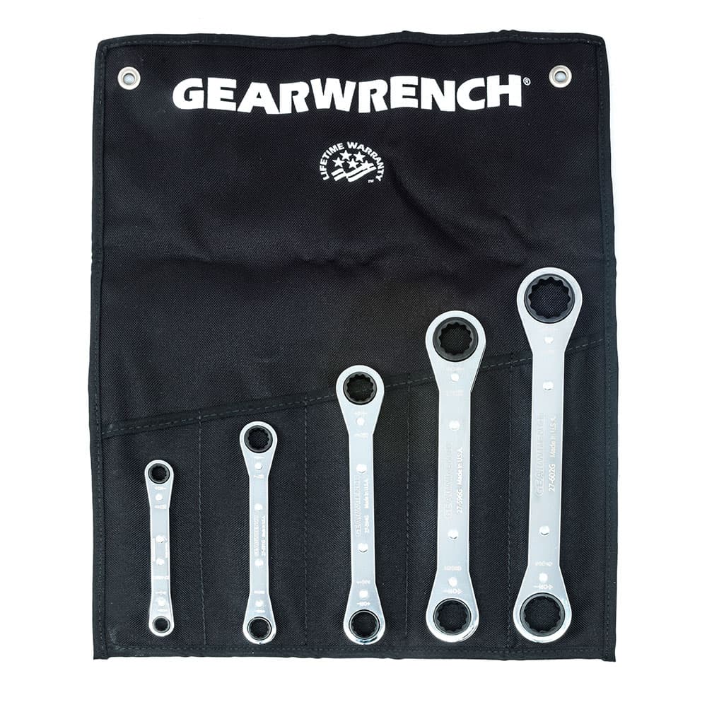GearWrench 27-608G 5 Pc. 12 Point SAE Laminated Ratcheting Box Wrench Set - Mactool Shop