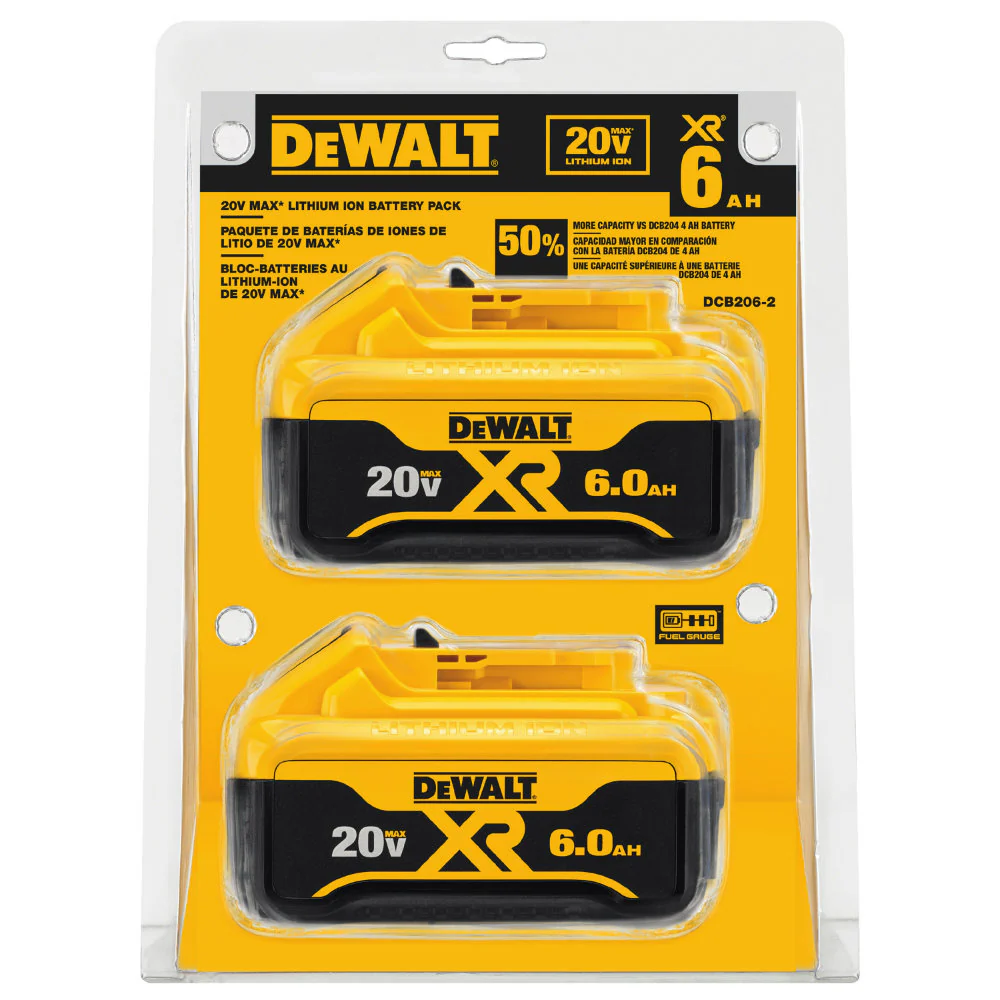DeWalt DCB206-2 20V MAX Li-Ion XR 6.0 AH Battery 2 Pack - Mactool Shop