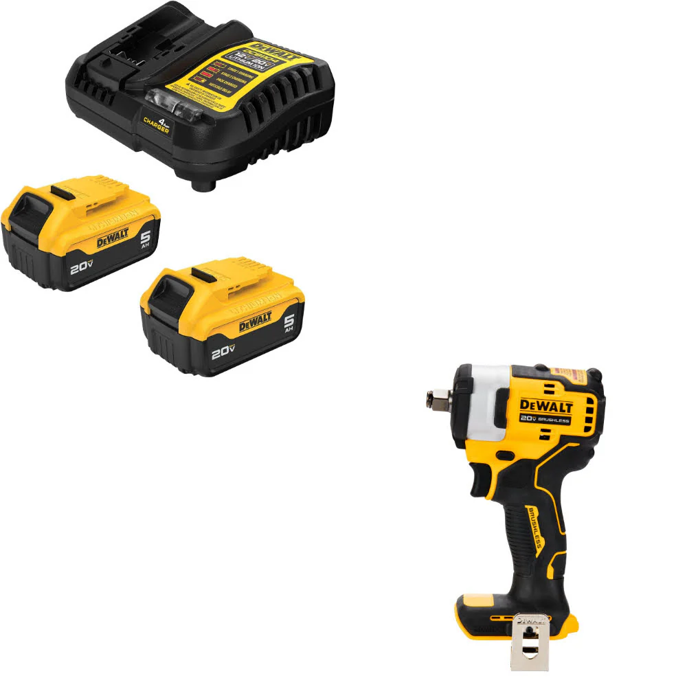 DeWalt DCB205-2C 20V MAX XR Starter Kit W/ FREE DCF911B 20V MAX Impact Wrench - Mactool Shop