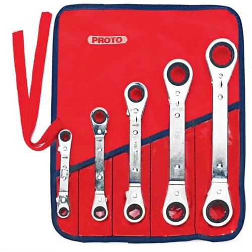 Proto J1180A 5-Pieces SAE Offset Reversible Ratcheting Box Wrench Set, 6 Point and 12 Point - Mactool Shop