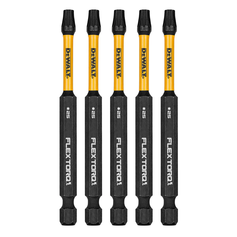 DeWalt DWAF3TX25IR5 T25 FLEXTORQ 1/4 x 3-1/2in Impact Driver Bits, 5-Pack - Mactool Shop