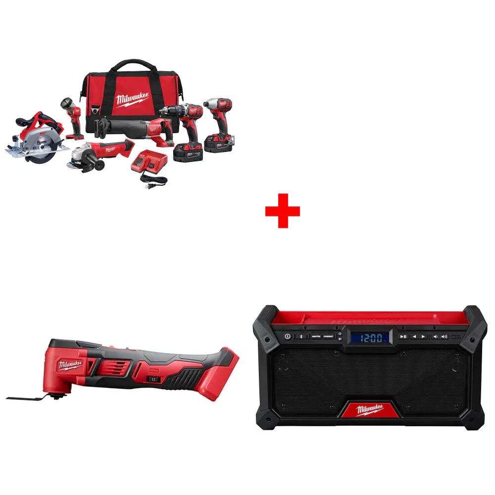 Milwaukee 2696-26 M18 6-Tool Combo Kit W/ FREE 2626-20 18V Multi-Tool & Radio - Mactool Shop