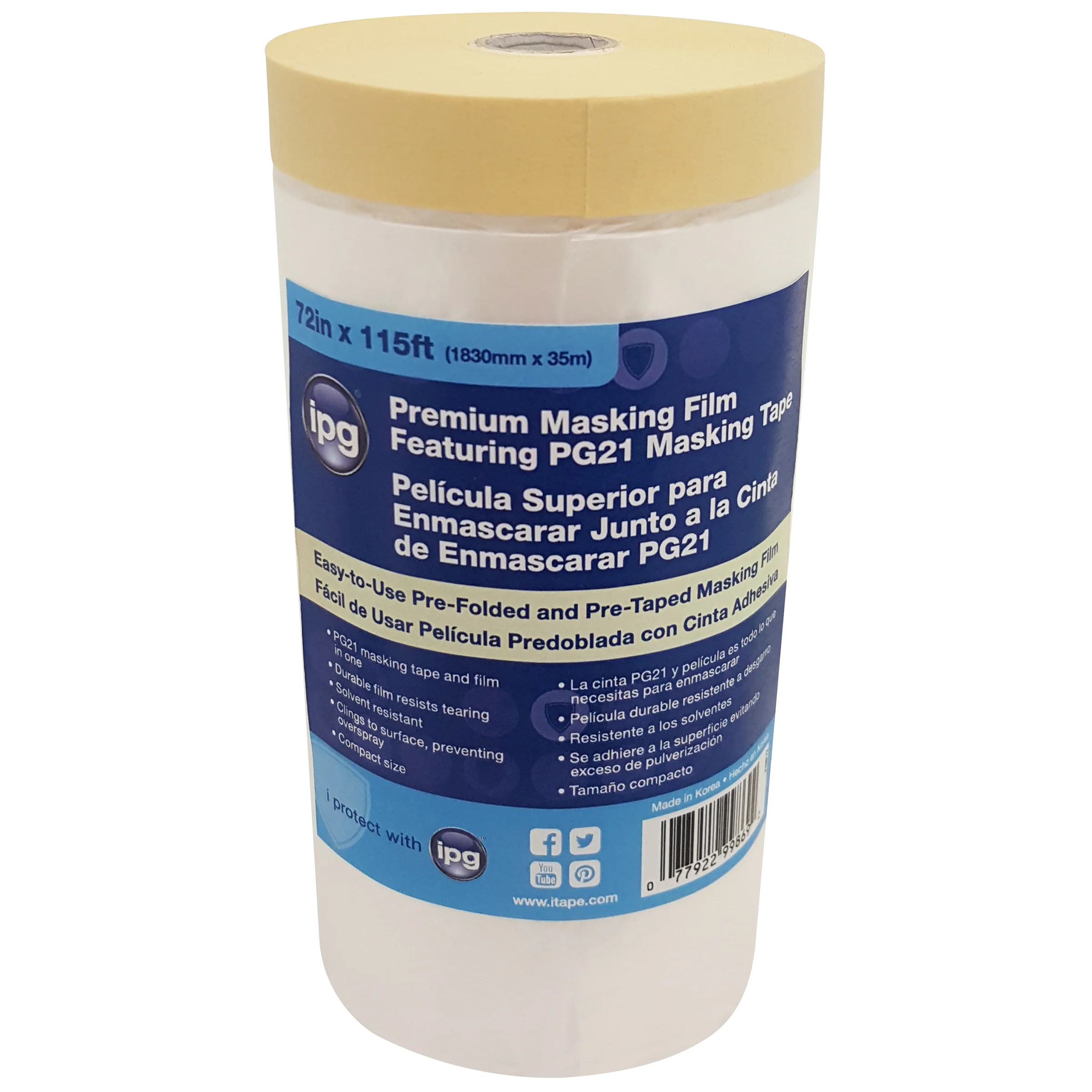 Intertape 99869 PTHMF Pre-taped masking film w/PG21 - Clear 72