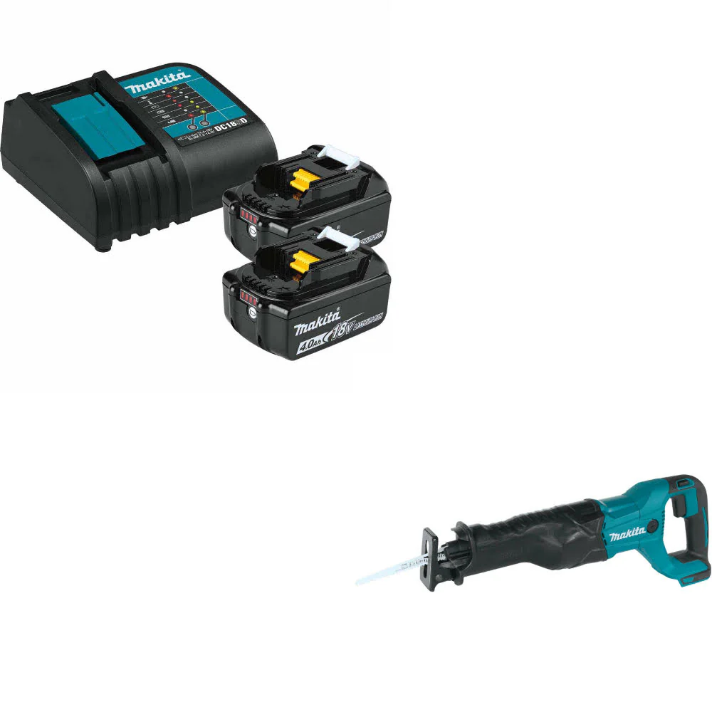 Makita BL1840BSC2 18V LXT Li-Ion Starter Pack W/ FREE XRJ04Z 18V Recip Saw, Bare - Mactool Shop