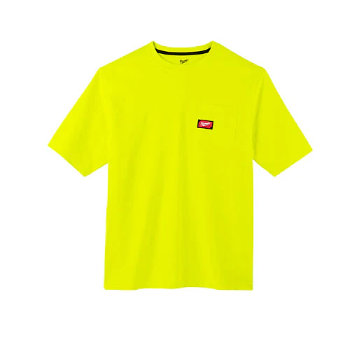 Milwaukee 601HV-L Heavy Duty Pocket T-Shirt (601), Short Sleeve, Hi Vis, Large - Mactool Shop