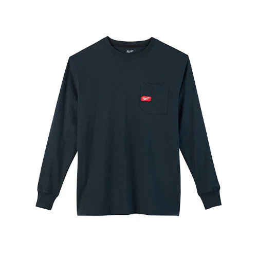 Milwaukee 602BL-S Heavy Duty Pocket T-Shirt (602), Long Sleeve, Blue, Small - Mactool Shop