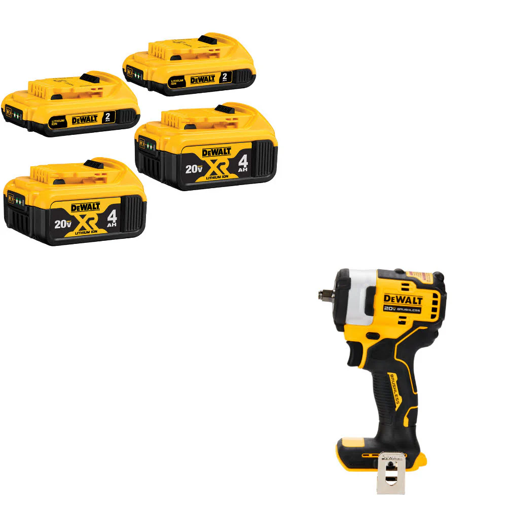 DeWalt DCB324-4 20V MAX Battery 4-Pack W/ FREE DCF913B 20V MAX Impact Wrench - Mactool Shop