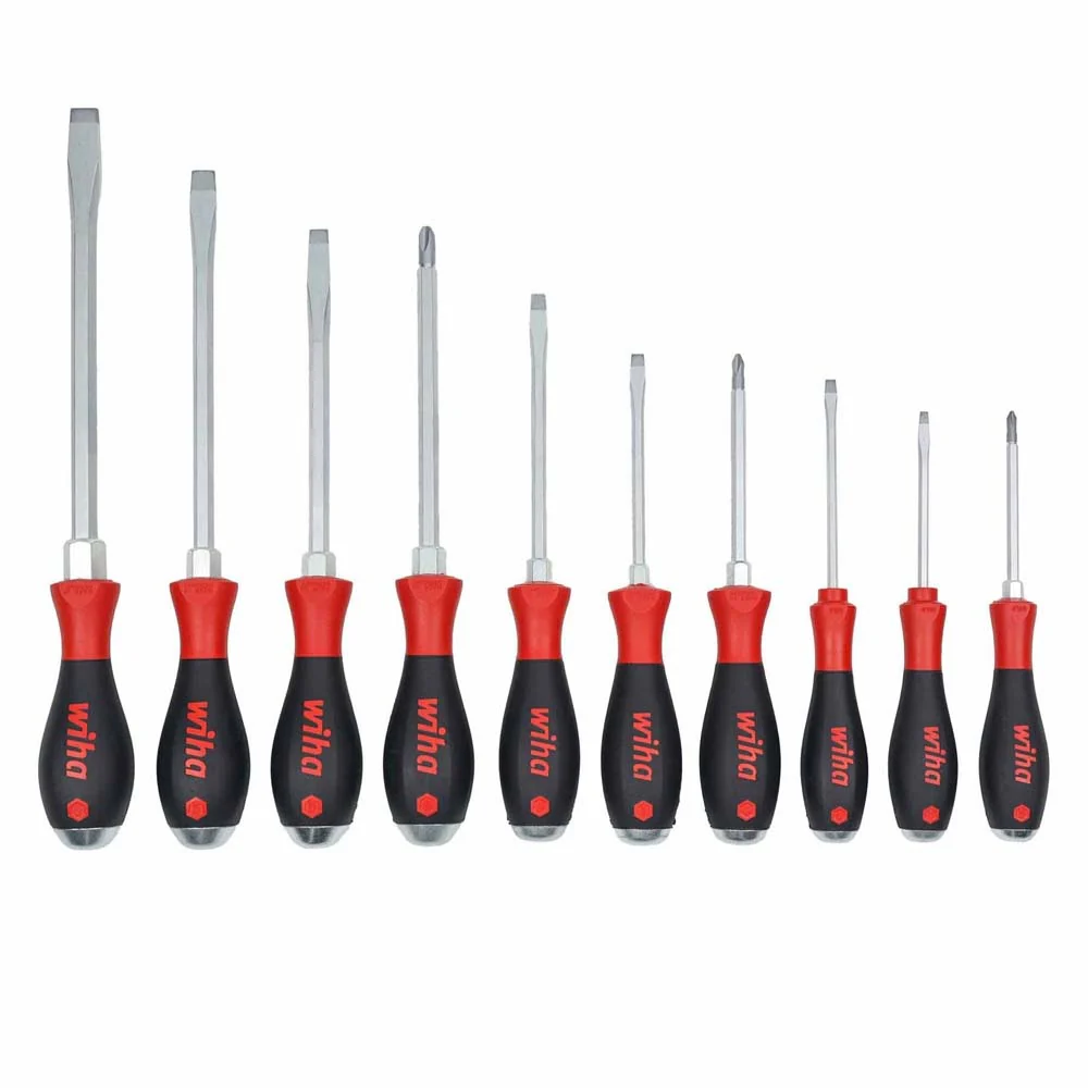 Wiha 53180 10 Piece SoftFinish X Heavy Duty Cushion Grip Screwdriver Tray Set - Mactool Shop