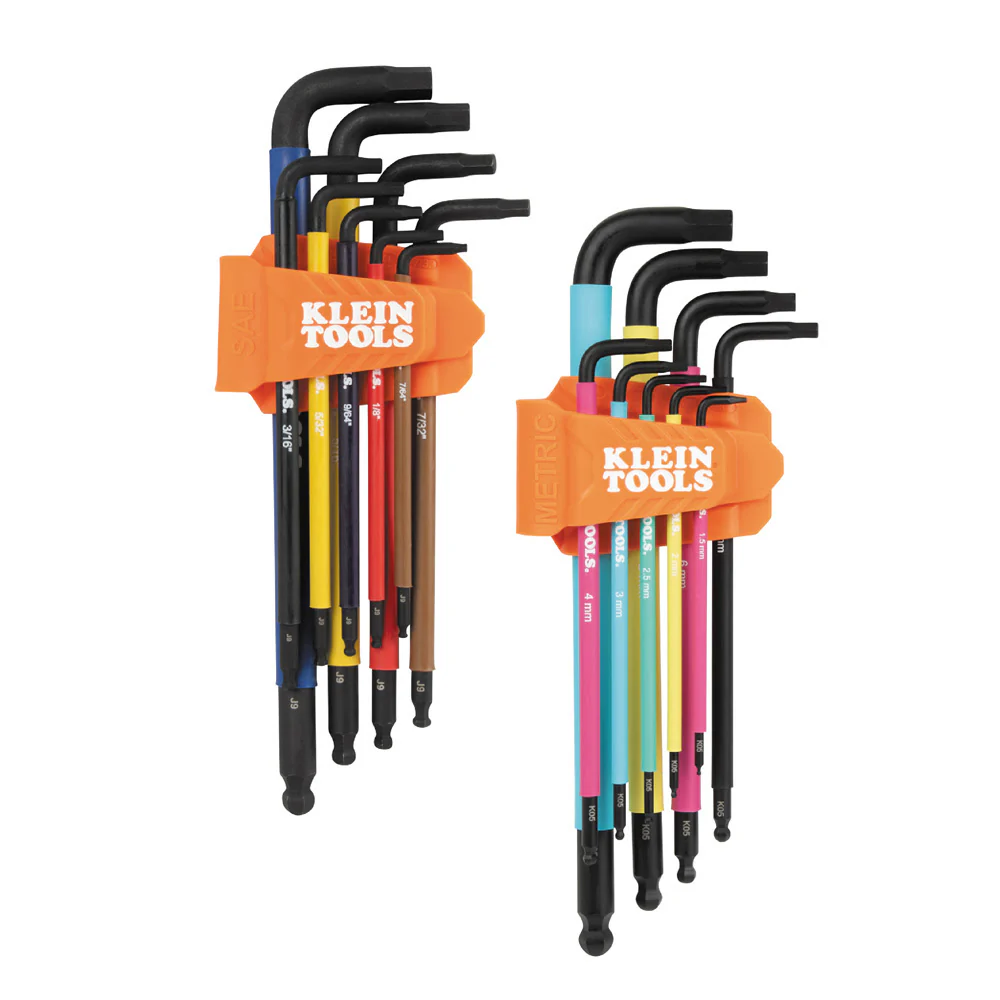 Klein BLS18 Color Coded Hex Key Set, SAE and Metric, 18-Piece - Mactool Shop