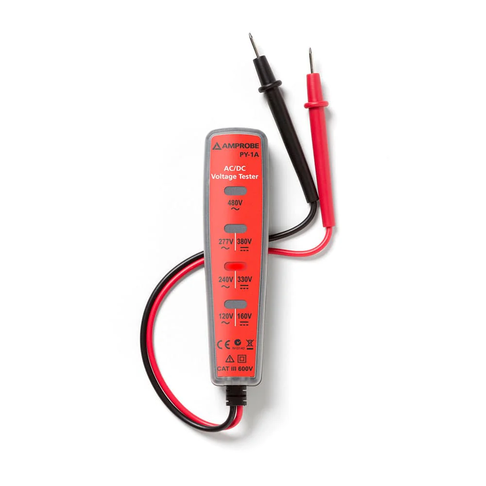 Amprobe 3503229 PY-1A Pocket Size AC/DC Voltage Tester w/ Built-In Test Lead Holder, CAT III Rated - Mactool Shop