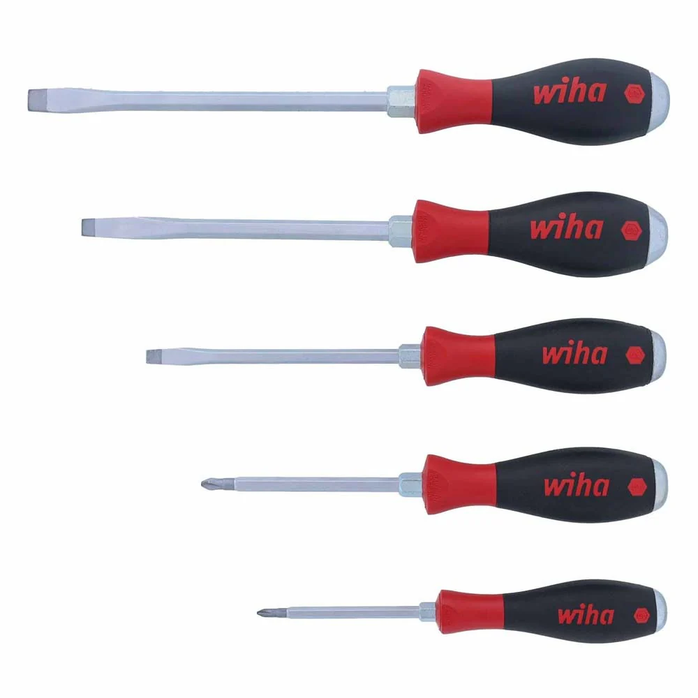 Wiha 53095 5 Piece SoftFinish X Heavy Duty Slotted and Phillips Screwdriver Set - Mactool Shop
