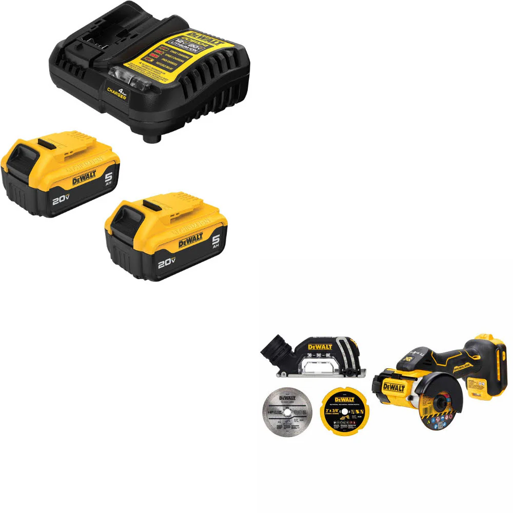 DeWalt DCB205-2C 20V MAX XR Starter Kit W/ FREE DCS438B 20V MAX XR Cut-Off Tool - Mactool Shop