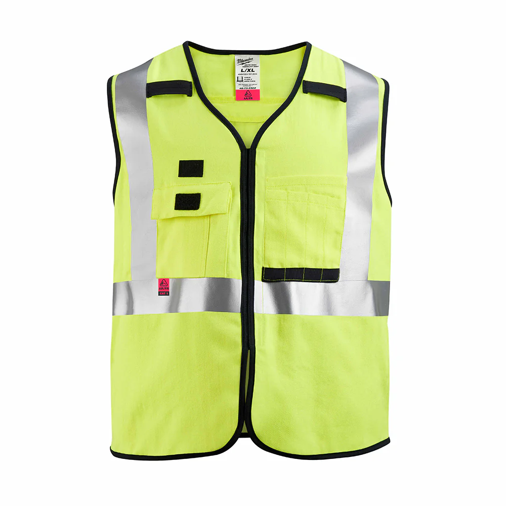 Milwaukee 48-73-5304 AR/FR Cat. 1 Class 2 High Visibility Yellow Safety Vest- 4XL/5XL - Mactool Shop