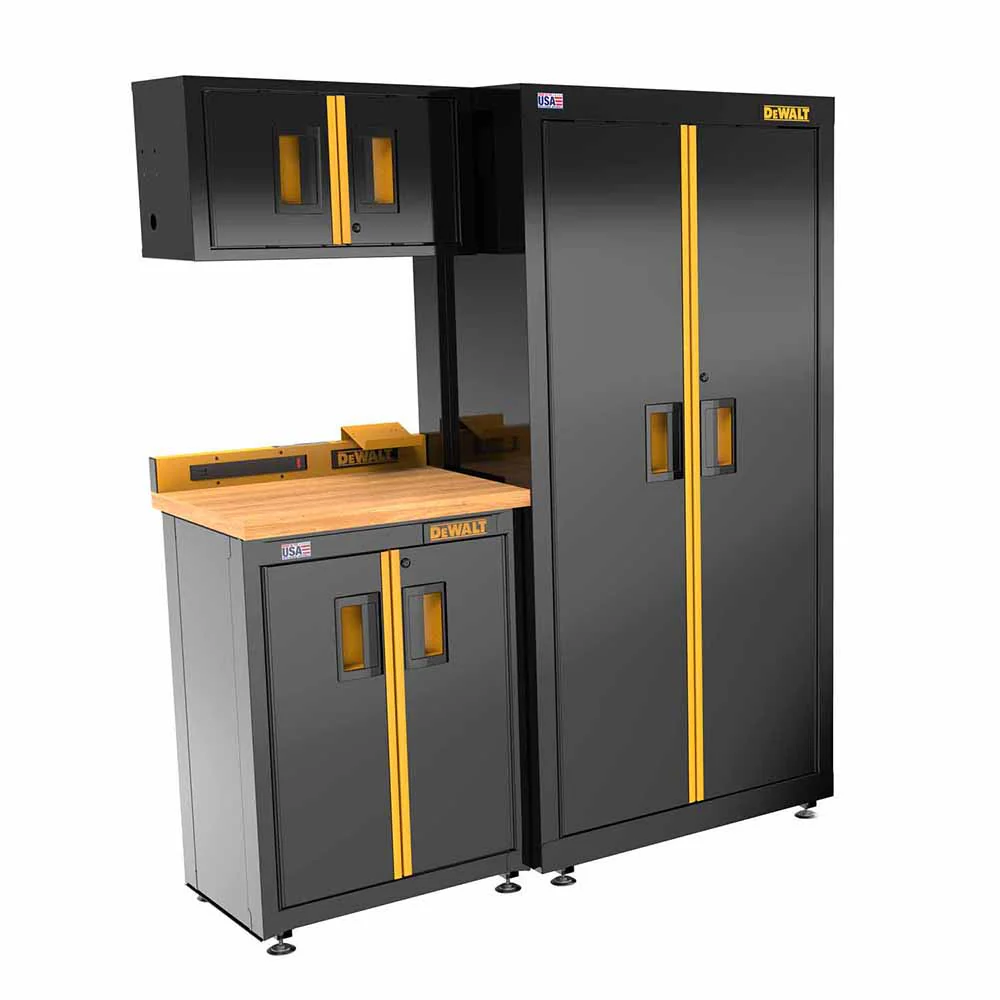 DeWalt DWST24101 Welded Storage Suite: 63 in. Wide, 4 Piece with 2-Door Base Cabinet and Wood Top - Mactool Shop