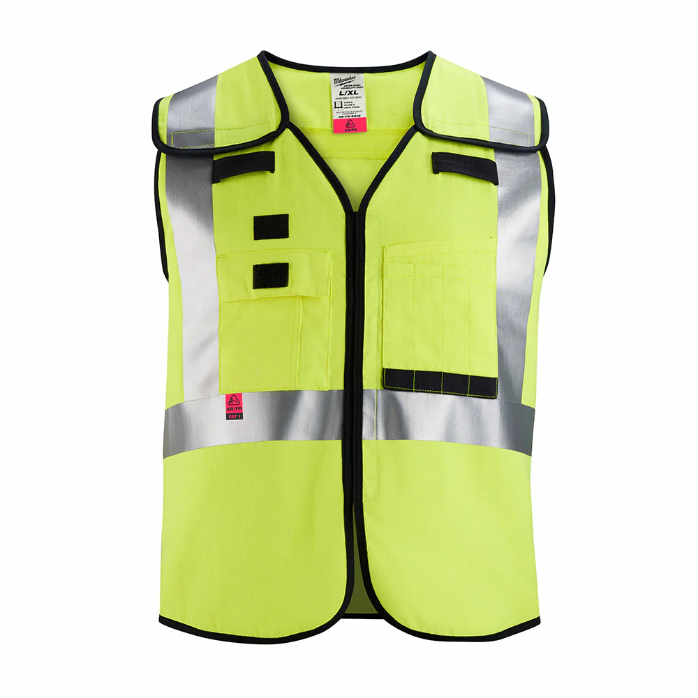 Milwaukee 48-73-5312 AR/FR Cat. 1 Class 2 Breakaway High Visibility Yellow Safety Vest - L/XL - Mactool Shop