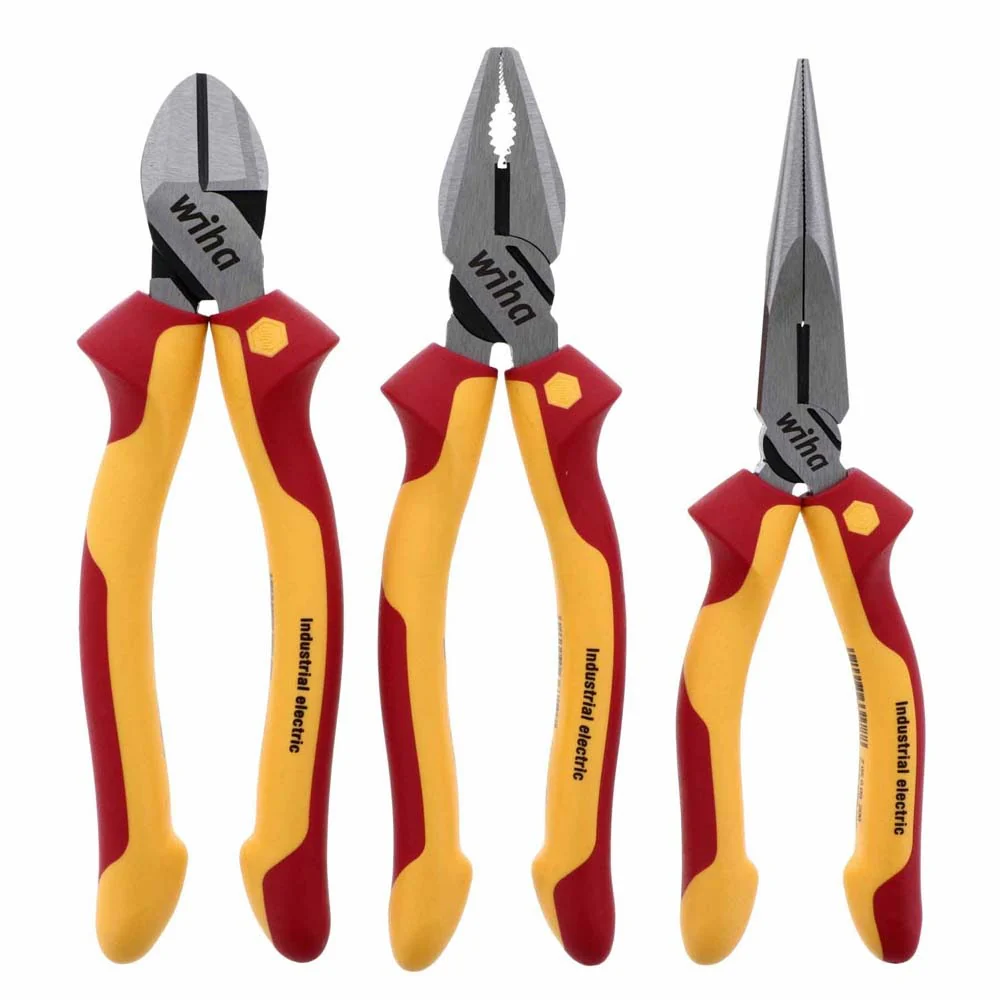 Wiha 32981 3 Piece Insulated Industrial Pliers-Cutters Set - Mactool Shop